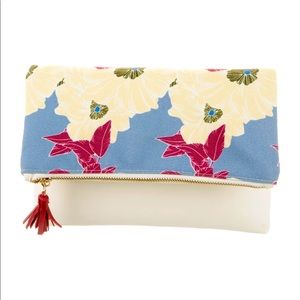 Rachel Pally Floral Canvas Leather Flap Clutch